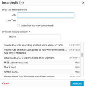 Insert link wordpress